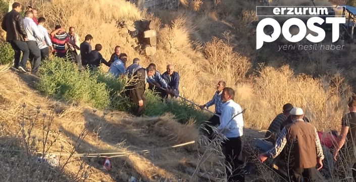 Aşkale'de traktör uçuruma yuvarlandı: 1 ölü